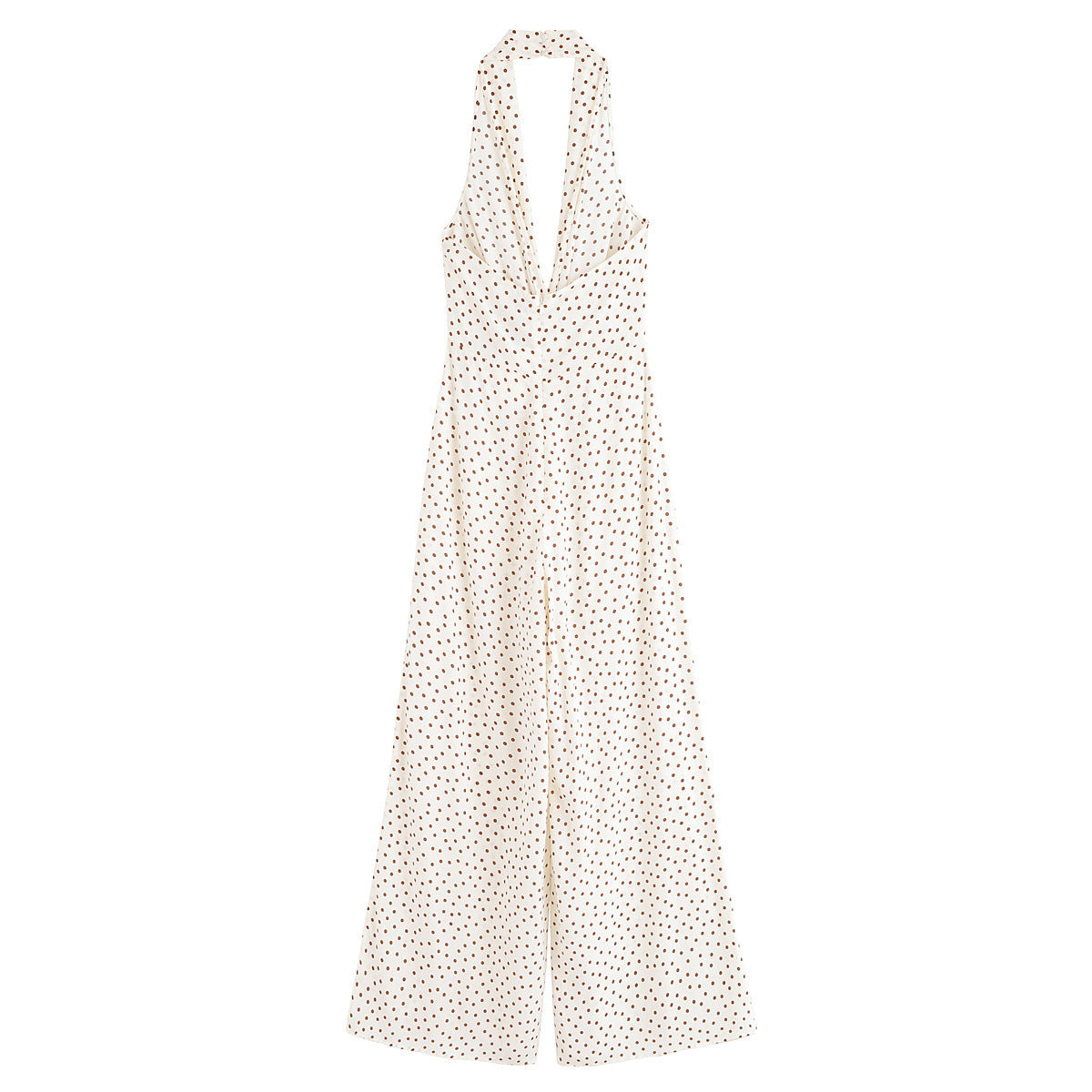 Vera | Polka Dot Halter Jumpsuit Cream Belted