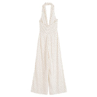 Vera | Polka Dot Halter Jumpsuit Cream Belted