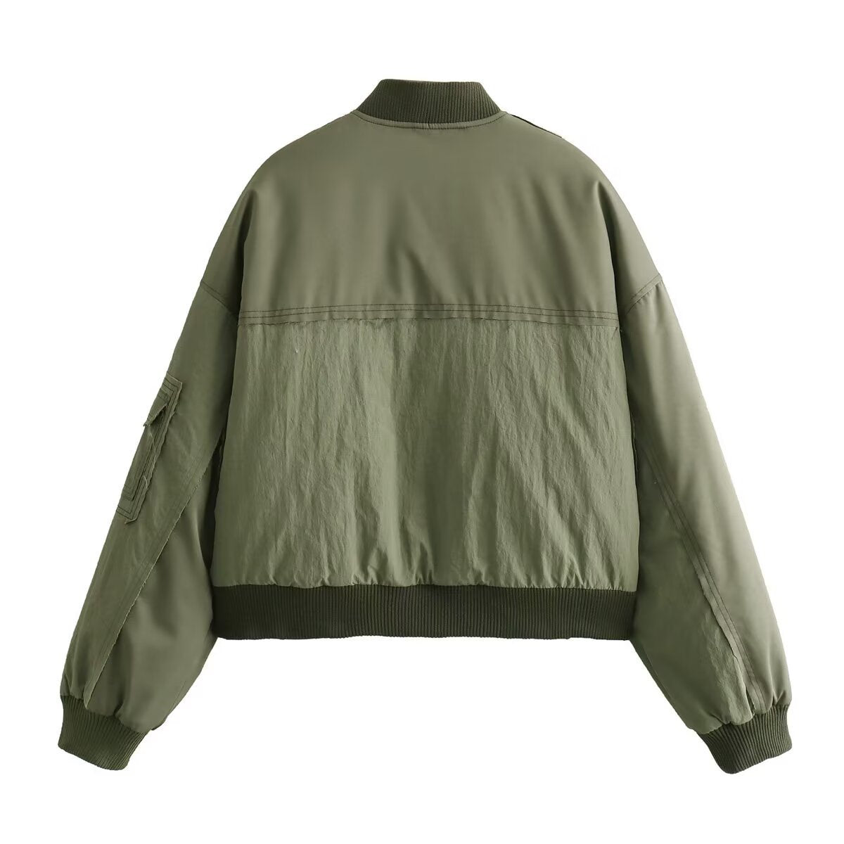 Sage | Oversized Bomber Jacket Sage Green Utility Pockets