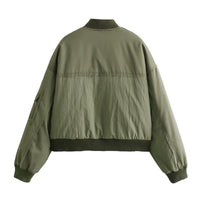 Sage | Oversized Bomber Jacket Sage Green Utility Pockets
