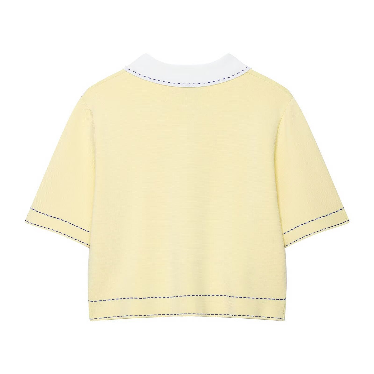 Ines | Short Sleeve Polo Shirt Yellow Contrast Stitching Collar
