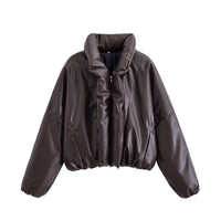 Aria | Cropped Puffer Jacket Brown Oversized