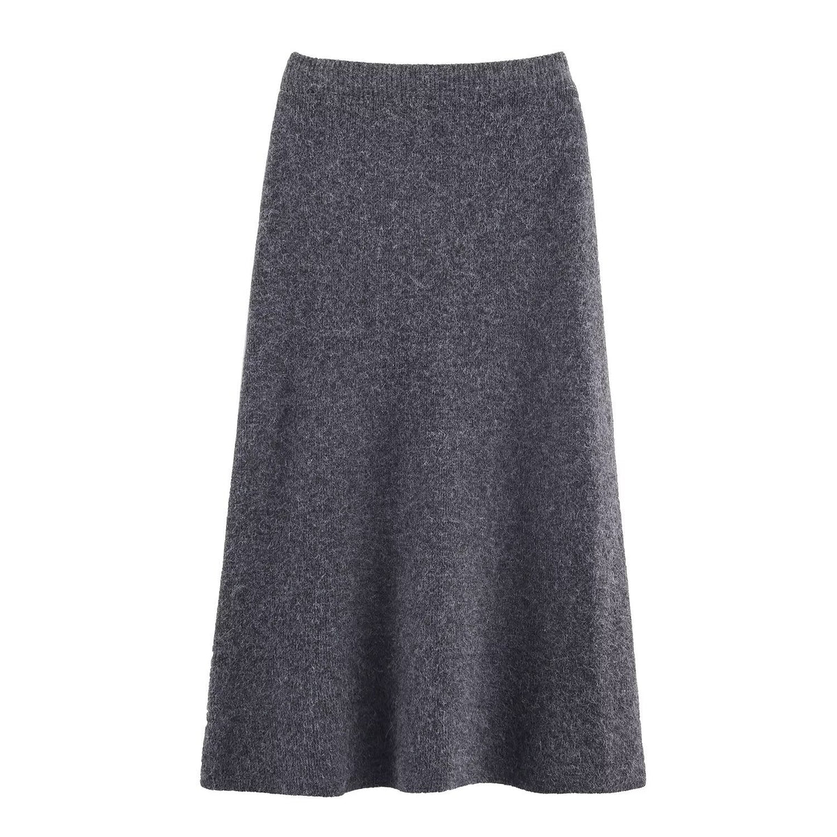 Vera | Knit Set Gray V Neck Belted Sweater A Line Skirt