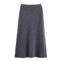 Vera | Knit Set Gray V Neck Belted Sweater A Line Skirt