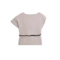 Vera | Ribbed Crop Top Cream Short Sleeve Belted