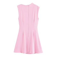 Vera | Ruched A Line Dress Pink Sleeveless