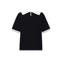 Ivy | Preppy Collar T Shirt Black White Short Sleeve