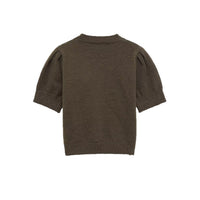 Lux | Knit Short Sleeve Sweater Brown Bow Detail