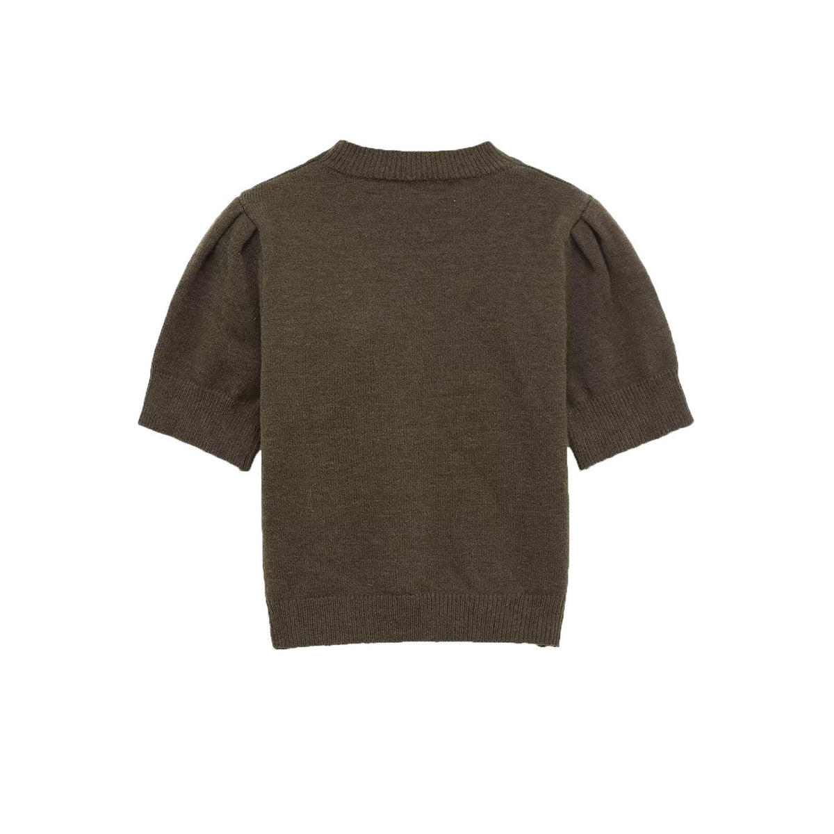 Lux | Knit Short Sleeve Sweater Brown Bow Detail
