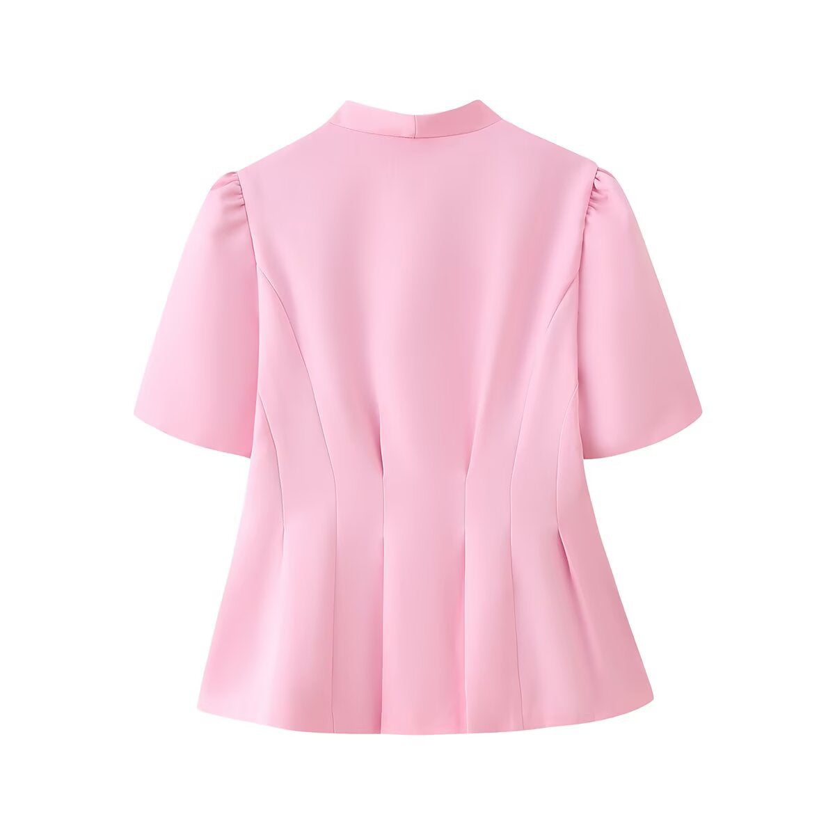 Celine | Coquette Button Up Blazer Pink Short Sleeve Floral Pin