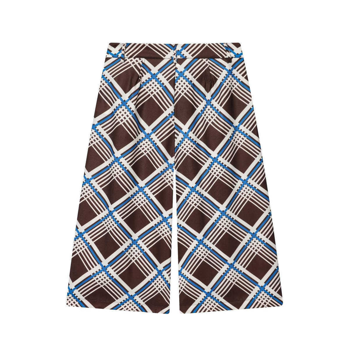 Vera | Pleated Shorts Brown White Geometric Pattern