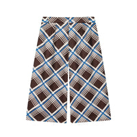 Vera | Pleated Shorts Brown White Geometric Pattern