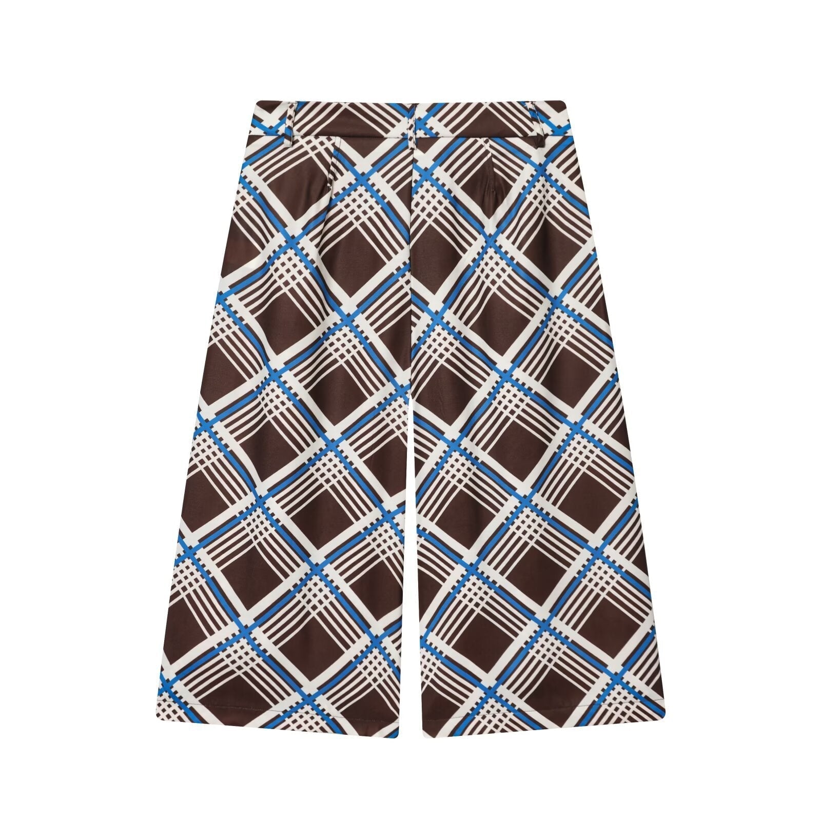 Vera | Pleated Shorts Brown White Geometric Pattern