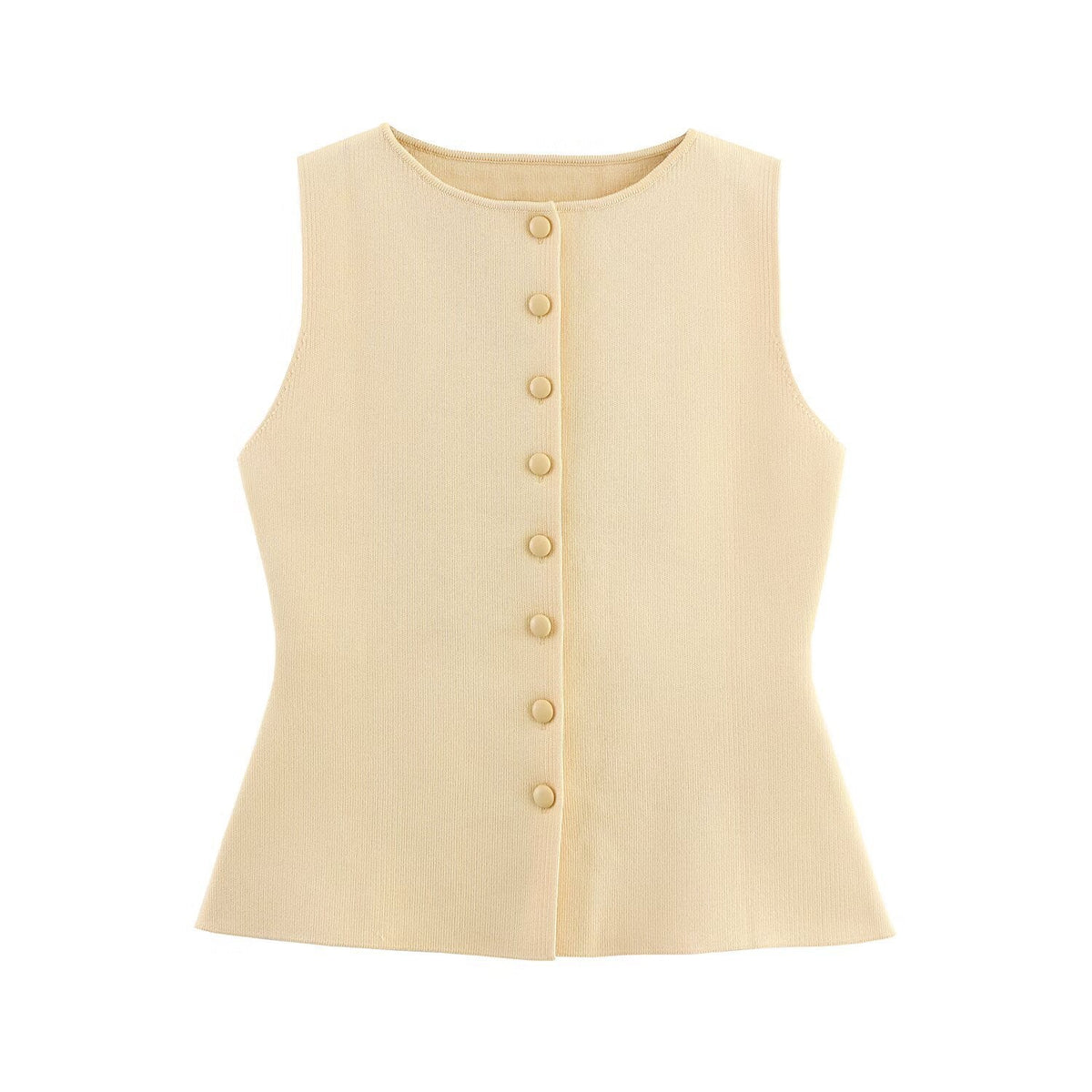 Vera | Ribbed Button Front Cardigan Cream Sleeveless