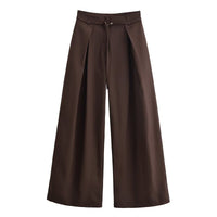 Vera | Wide Leg Palazzo Pants Brown Pleated Front Tie