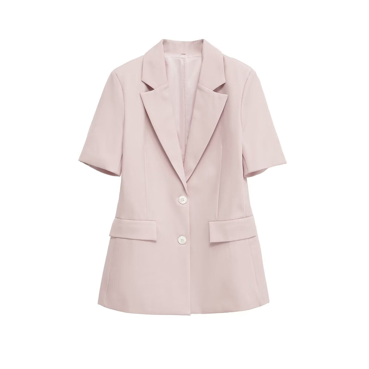 Thea | Casual Short Sleeve Womens Blazer Cream Button Front
