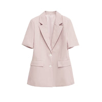 Thea | Casual Short Sleeve Womens Blazer Cream Button Front