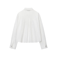 Cora | Coquette Bow Button Blouse White Long Sleeve