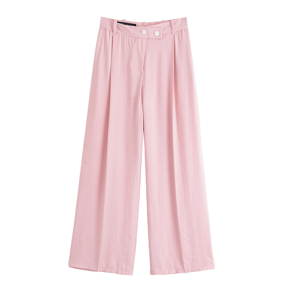Vera | Pleated Wide Leg Pants Pink Button Detail
