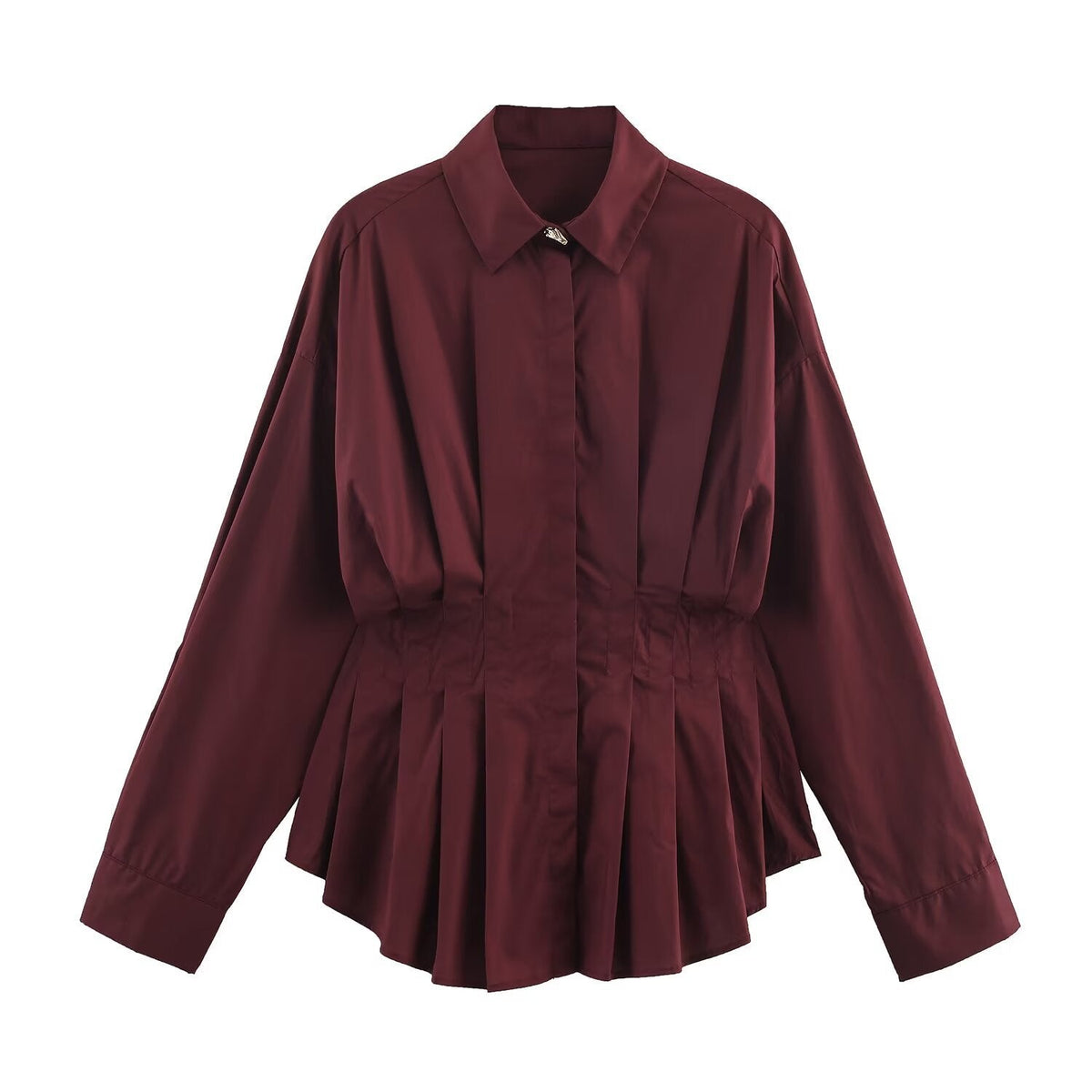 Vera | White Button Down Blouse Pleated Cinched Waist