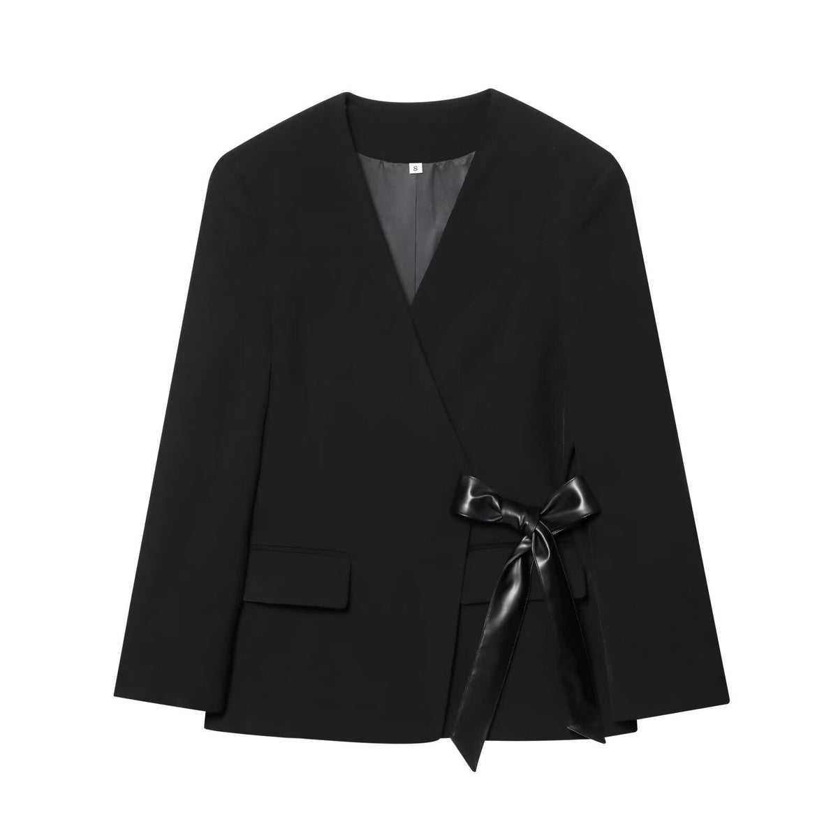 Vera | Casual Wrap Blazer Black Tie Front