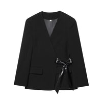 Vera | Casual Wrap Blazer Black Tie Front