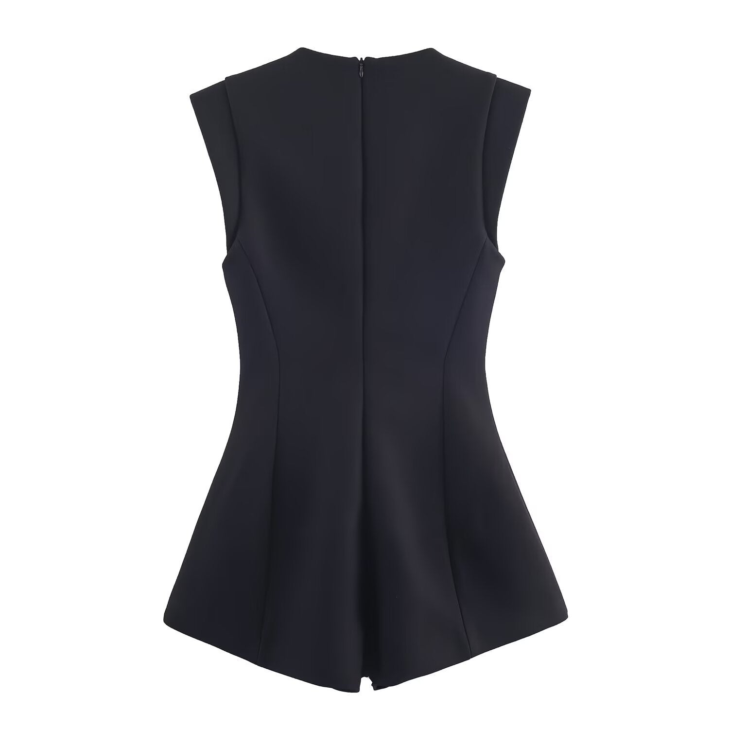 Rue | Black Jumpsuit Crystal Button Detail Sleeveless
