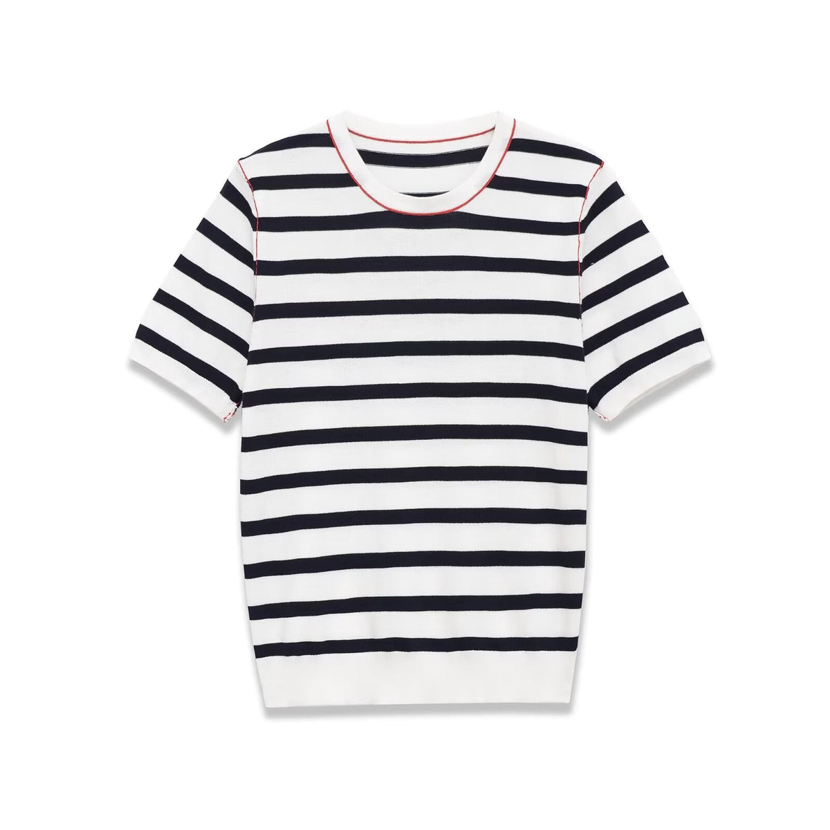 Neve | Striped T Shirt Cream Black Short Sleeve Crew Neck