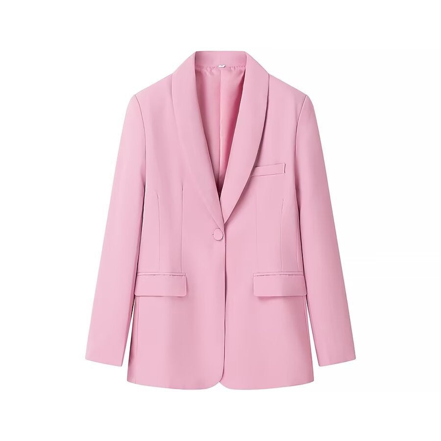 Iris | Oversized Pink Blazer Long Sleeve Button Front