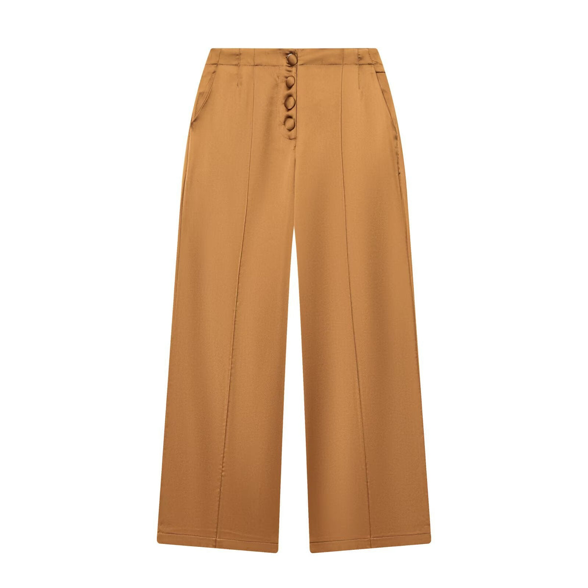 Vera | Wide Leg Pants Camel Button Front Pleated