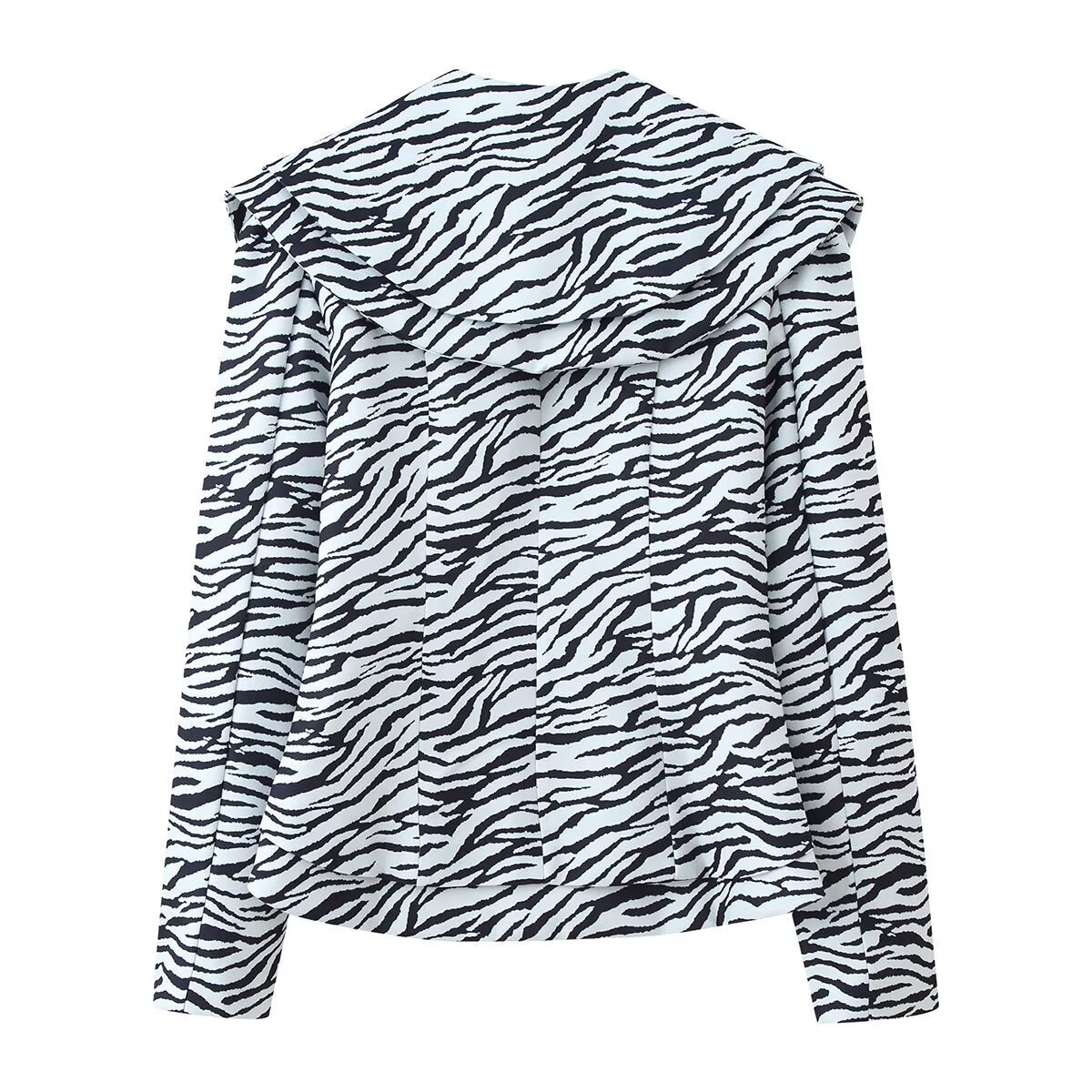 Vera | Zebra Stripe Blazer Skirt Set Black White