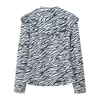 Vera | Zebra Stripe Blazer Skirt Set Black White