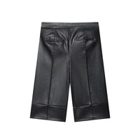 Isla | Faux Leather Shorts Black Wide Leg Culottes
