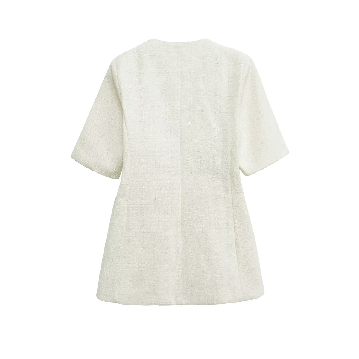 Vera | Smart Casual Button Up Blazer Cream Short Sleeve