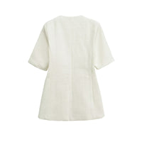 Vera | Smart Casual Button Up Blazer Cream Short Sleeve