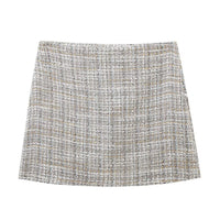 Vera | Tweed Cropped Blazer Skirt Set Cream Button Front