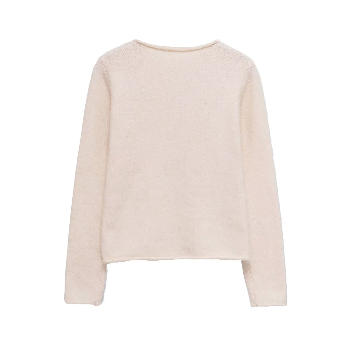 Vera | Casual Crew Neck Knit Top Cream Long Sleeve