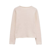 Vera | Casual Crew Neck Knit Top Cream Long Sleeve