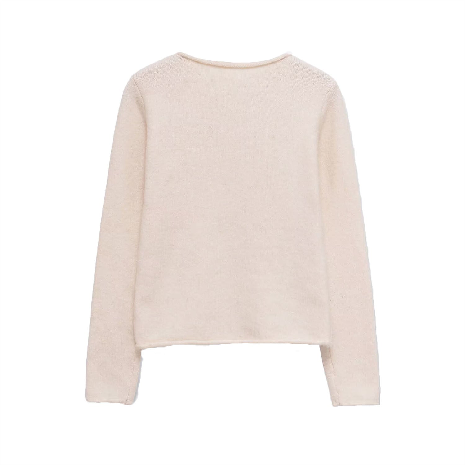 Vera | Casual Crew Neck Knit Top Cream Long Sleeve