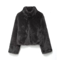 Vera | Faux Fur Coat Black Cropped Collar