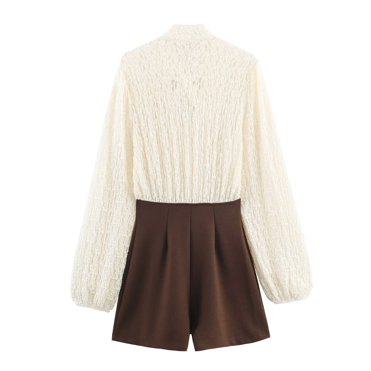 Fleur | Coquette Puff Sleeve Lace Blouse Cream Tie Neck