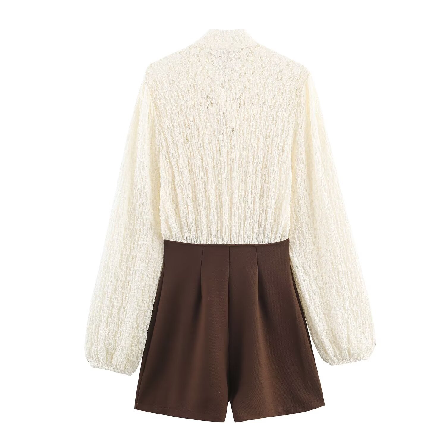 Fleur | Coquette Puff Sleeve Lace Blouse Cream Tie Neck