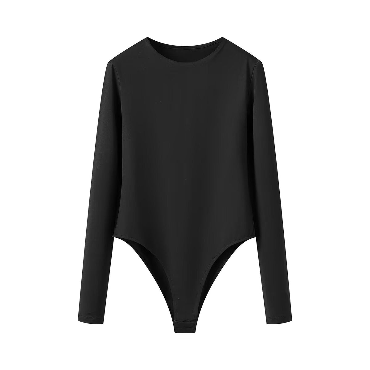 Aria | Long Sleeve Bodysuit Black Crew Neck