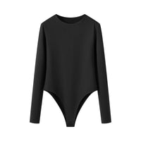 Aria | Long Sleeve Bodysuit Black Crew Neck
