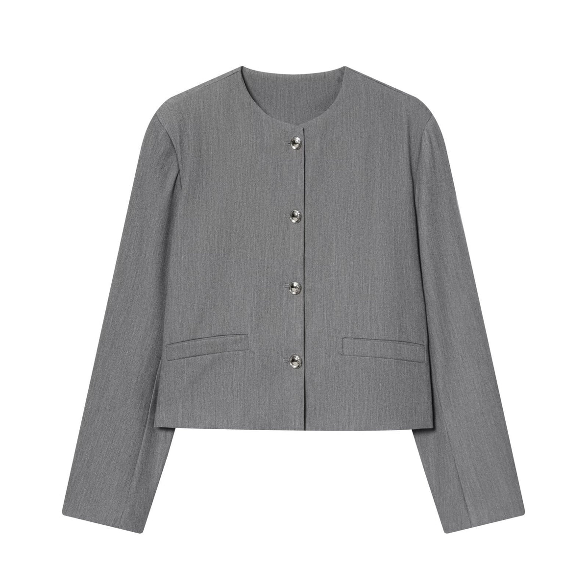 Iris | Casual Cropped Blazer Gray Button Front
