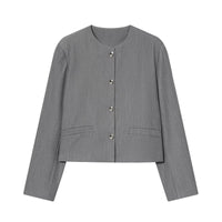 Iris | Casual Cropped Blazer Gray Button Front