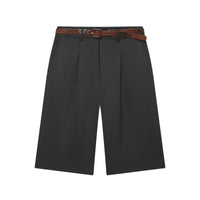 Elora | Tailored Bermuda Shorts Brown Pleated Belt