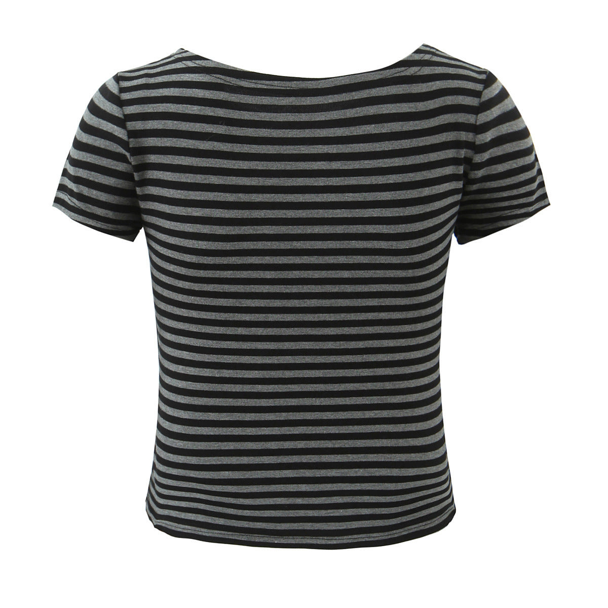 Neve | Striped Two Piece Set Gray Black Button Front Short Sleeve