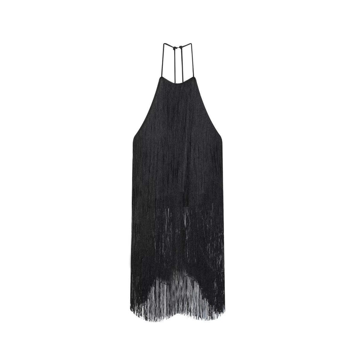 Esme | Halter Top Black Fringe Tassel