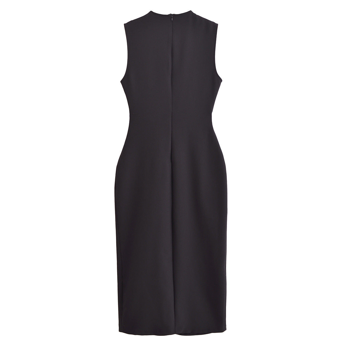 Vera | Black Midi Dress Gold Button Belted Fitted